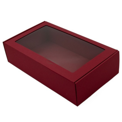 Burgundy krāsas dāvanu kate ar logu