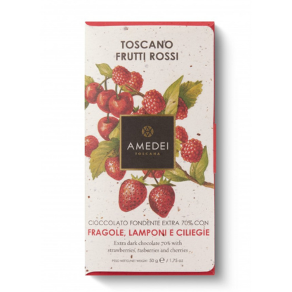 Tumšā šokolāde ar sarkanajām ogām "Amedei Toskana" 50 g
