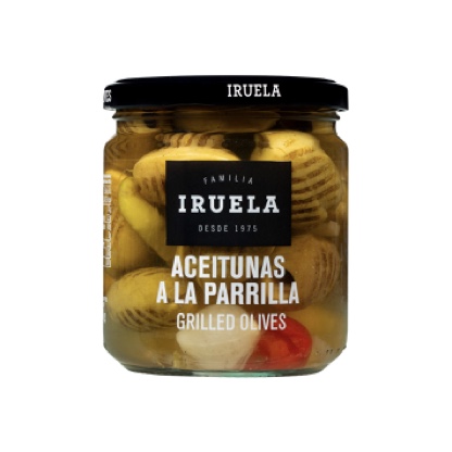 Grilētas marinētas zaļās olīvas ar dārzeņiem "Iruela" 365g.